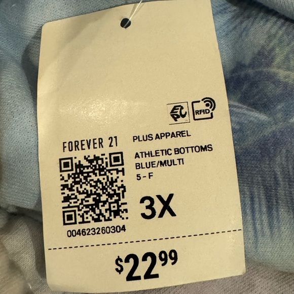 Forever 21 + Women's Blue Palm Tree Hawaiian Beach Shorts Draw String 3X NWT - Picture 6 of 6